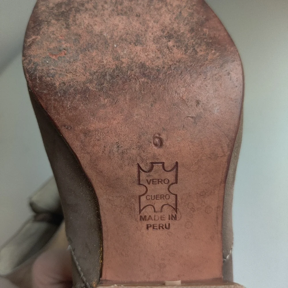 Fortress of Inca Ankle Boot Heels Antique Gold Leather Womens 6 Anthropology